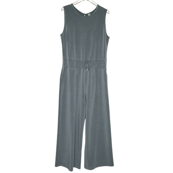 Spanx 1X Air Essentials Sleeveless Jumpsuit Hazy Blue Grey Wide Leg Comfort - Picture 2 of 10